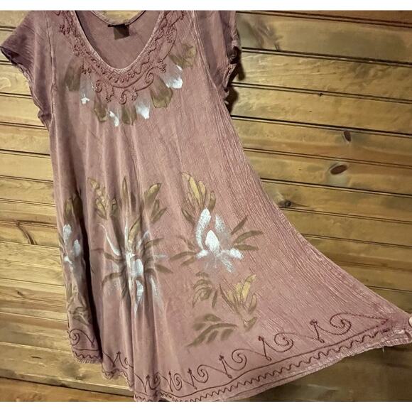 Fashion Force Women’s Fairycore Boho Midi Dress Embroidered Free Size Stretch - Picture 5 of 8